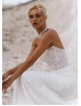 Strapless Beaded White Lace Anniversary Wedding Dress